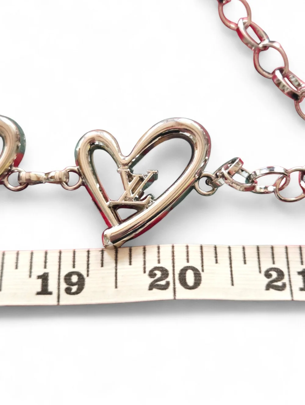 Silver Tone Heart Link Belt